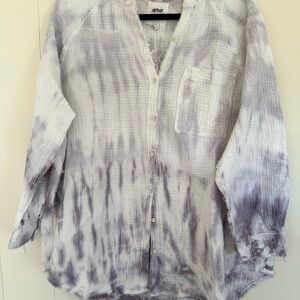 Aerie Purple Tie-Dye Button-Down Shirt